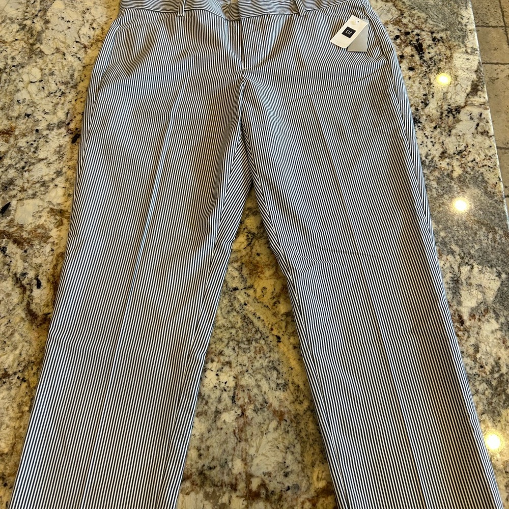 GAP Navy and White Dress Pants Flat Front Straight Leg